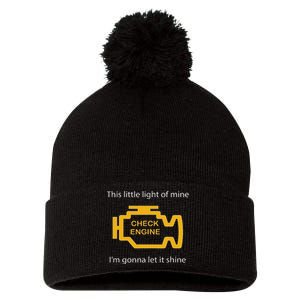 Check Engine Light This Little Light Of Mine Pom Pom 12in Knit Beanie