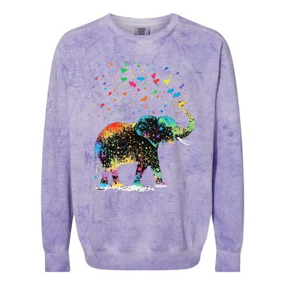 Cute Elephant Lover Animal On Elephant Colorblast Crewneck Sweatshirt