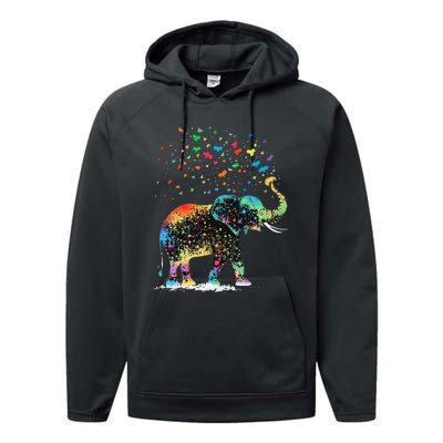 Cute Elephant Lover Animal On Elephant Performance Fleece Hoodie