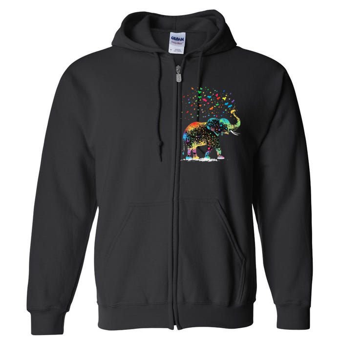 Cute Elephant Lover Animal On Elephant Full Zip Hoodie