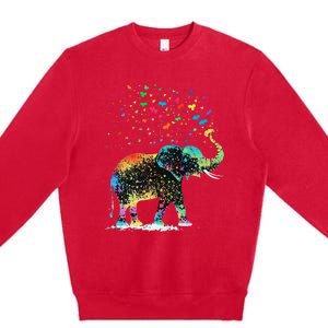 Cute Elephant Lover Animal On Elephant Premium Crewneck Sweatshirt