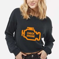 Check Engine Light Cropped Pullover Crew