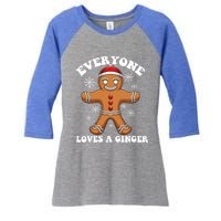 Christmas Everyone Loves A Ginger Funny Holiday Print Gift Women's Tri-Blend 3/4-Sleeve Raglan Shirt