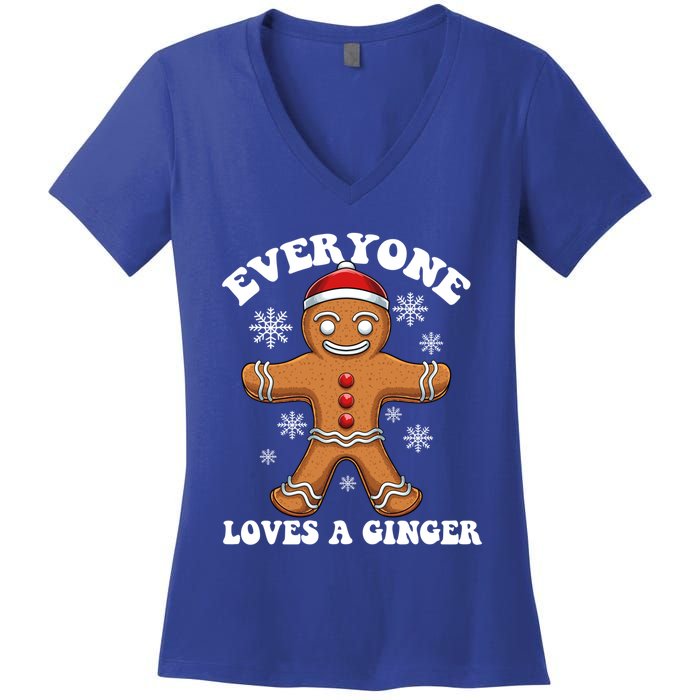 Christmas Everyone Loves A Ginger Funny Holiday Print Gift Women's V-Neck T-Shirt