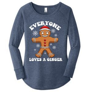 Christmas Everyone Loves A Ginger Funny Holiday Print Gift Women's Perfect Tri Tunic Long Sleeve Shirt