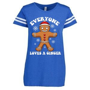 Christmas Everyone Loves A Ginger Funny Holiday Print Gift Enza Ladies Jersey Football T-Shirt