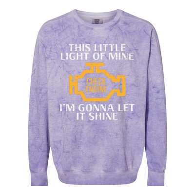 Check Engine Light Shine Car Auto Mechanic Garage Colorblast Crewneck Sweatshirt