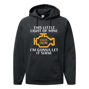 Check Engine Light Shine Car Auto Mechanic Garage Performance Fleece Hoodie