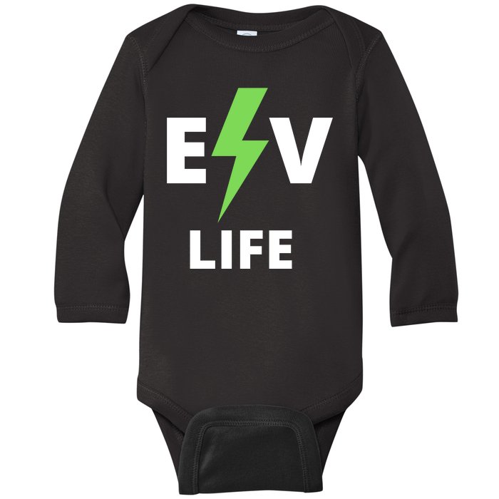 Cool EV Life Electric Vehicle, EVs, Funny Electric Vehicle Baby Long Sleeve Bodysuit