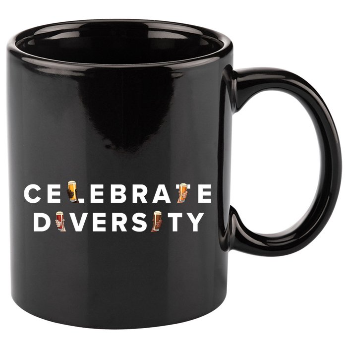 Celebrate Diversity Beer 11oz C Handle Ceramic Mug