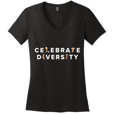 Celebrate Diversity Beer Women's V-Neck T-Shirt
