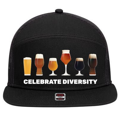 Celebrate Diversity beer Funny 7 Panel Mesh Trucker Snapback Hat