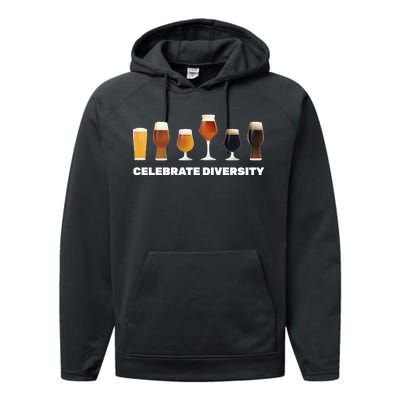 Celebrate Diversity beer Funny Performance Fleece Hoodie