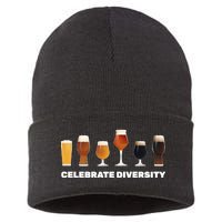 Celebrate Diversity beer Funny Sustainable Knit Beanie