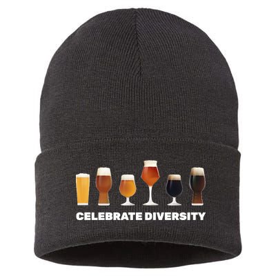 Celebrate Diversity beer Funny Sustainable Knit Beanie