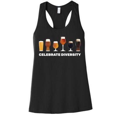 Celebrate Diversity beer Funny Women's Racerback Tank