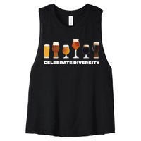 Celebrate Diversity beer Funny Women's Racerback Cropped Tank