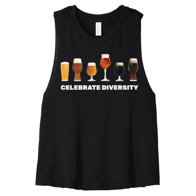 Celebrate Diversity beer Funny Women's Racerback Cropped Tank