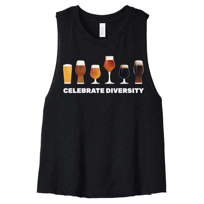 Celebrate Diversity beer Funny Women's Racerback Cropped Tank