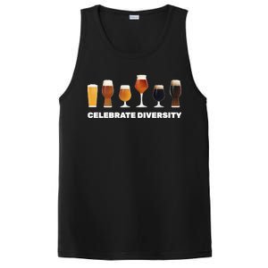 Celebrate Diversity beer Funny PosiCharge Competitor Tank