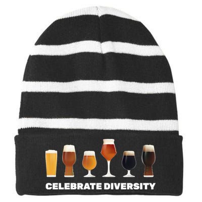 Celebrate Diversity beer Funny Striped Beanie with Solid Band