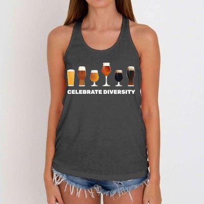 Celebrate Diversity beer Funny Women's Knotted Racerback Tank