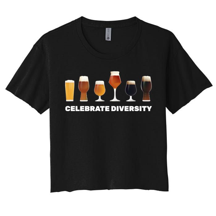 Celebrate Diversity beer Funny Women's Crop Top Tee