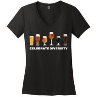 Celebrate Diversity beer Funny Women's V-Neck T-Shirt