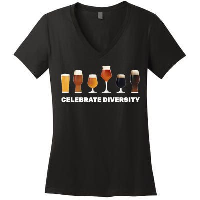 Celebrate Diversity beer Funny Women's V-Neck T-Shirt