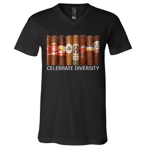 Celebrate Diversity Cigars V-Neck T-Shirt