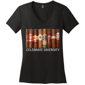 Celebrate Diversity Cigars Women's V-Neck T-Shirt