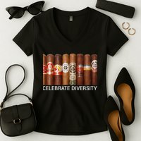 Celebrate Diversity Cigars Women's V-Neck T-Shirt