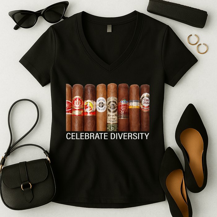 Celebrate Diversity Cigars Women's V-Neck T-Shirt