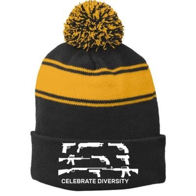 Celebrate Diversity Guns Stripe Pom Pom Beanie