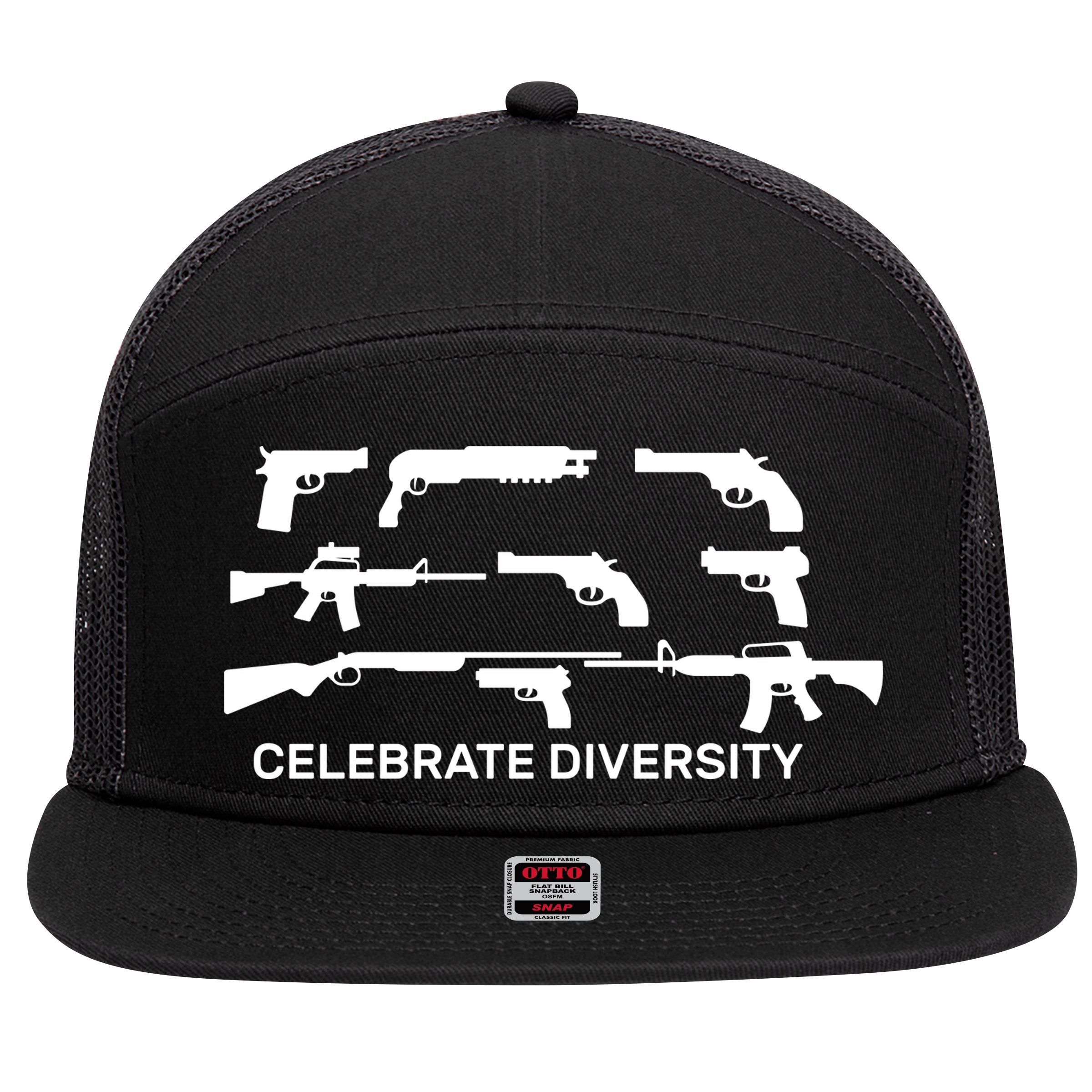 Celebrate Diversity Guns 7 Panel Mesh Trucker Snapback Hat