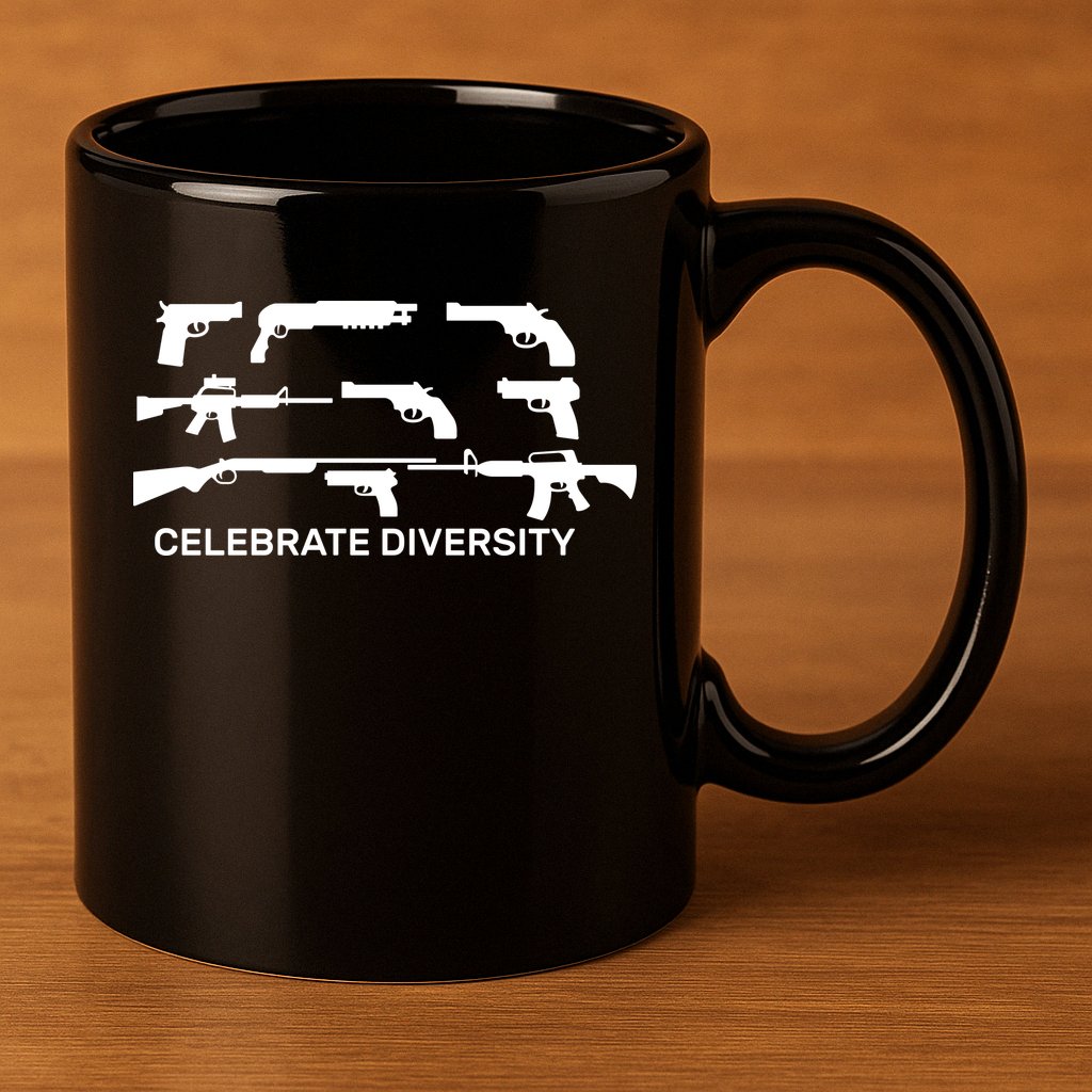 Celebrate Diversity Guns 11oz C Handle Ceramic Mug