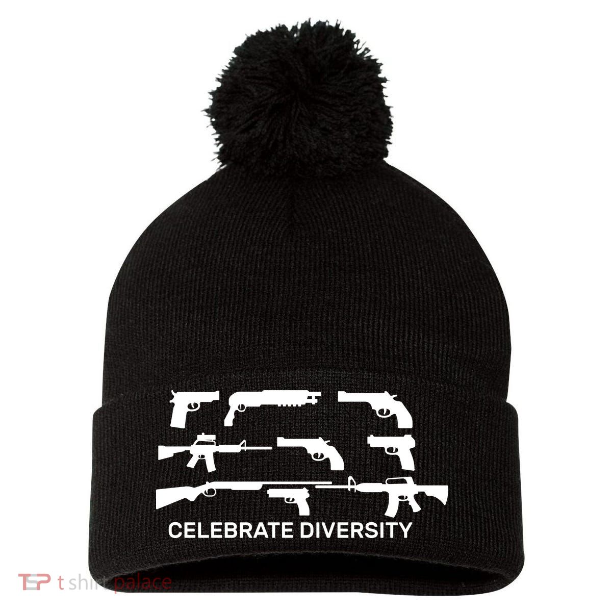 Celebrate Diversity Guns Pom Pom 12in Knit Beanie