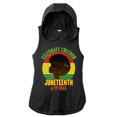 Celebrate Freedom Juneteenth 6-19-1865 Ladies PosiCharge Tri-Blend Wicking Draft Hoodie Tank