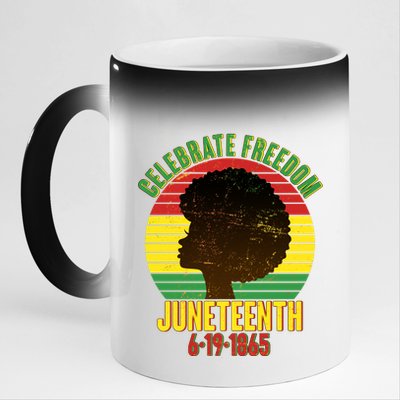 Celebrate Freedom Juneteenth 6-19-1865 11oz Black Color Changing Mug