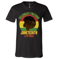 Celebrate Freedom Juneteenth 6-19-1865 V-Neck T-Shirt