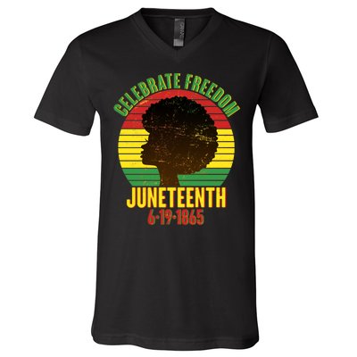 Celebrate Freedom Juneteenth 6-19-1865 V-Neck T-Shirt