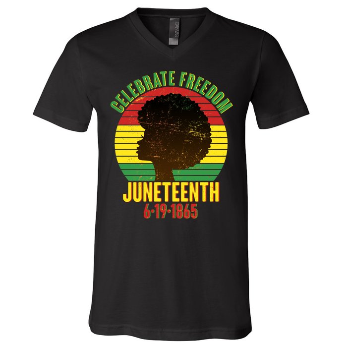 Celebrate Freedom Juneteenth 6-19-1865 V-Neck T-Shirt