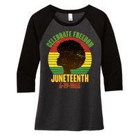 Celebrate Freedom Juneteenth 6-19-1865 Women's Tri-Blend 3/4-Sleeve Raglan Shirt