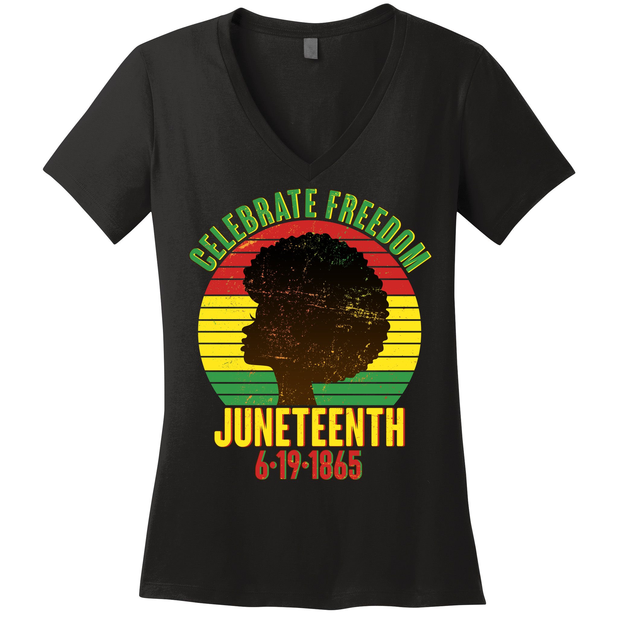 Celebrate Freedom Juneteenth 6-19-1865 Women's V-Neck T-Shirt