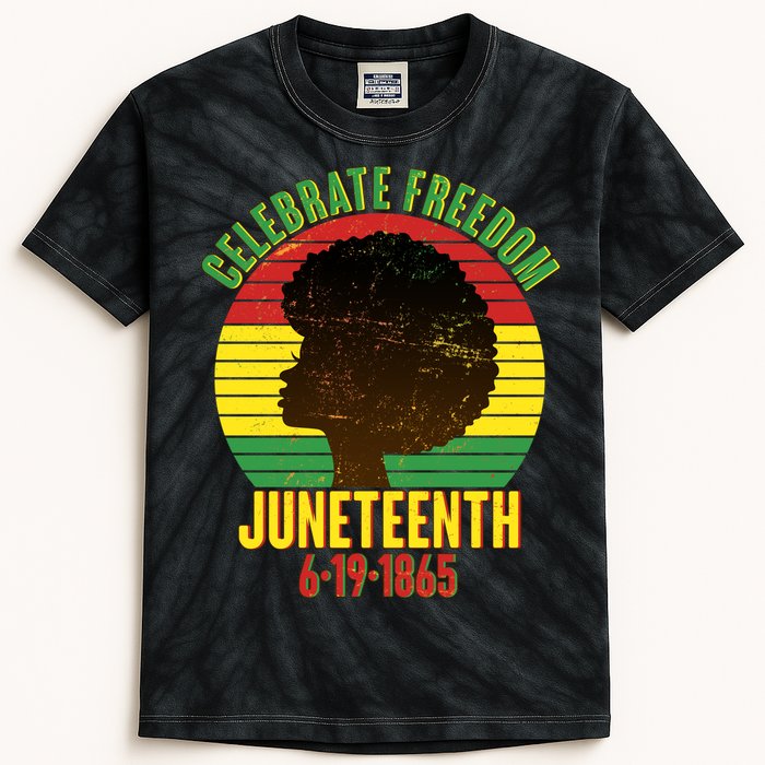 Celebrate Freedom Juneteenth 6-19-1865 Kids Tie-Dye T-Shirt