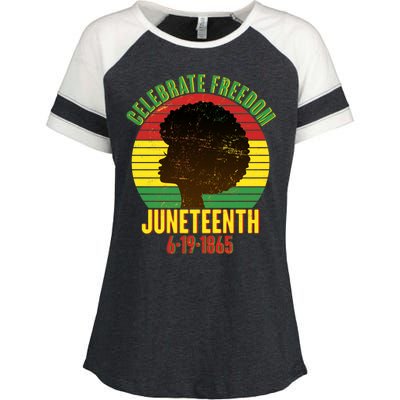 Celebrate Freedom Juneteenth 6-19-1865 Enza Ladies Jersey Colorblock Tee