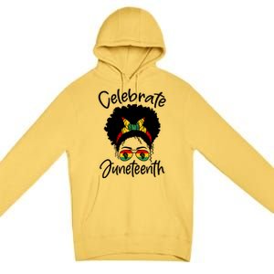 Celebrate Juneteenth Afro Bandana Traditional Colors Premium Pullover Hoodie