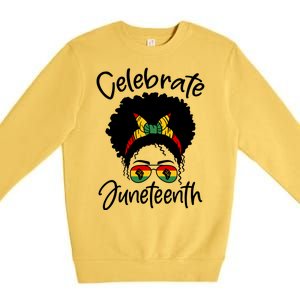 Celebrate Juneteenth Afro Bandana Traditional Colors Premium Crewneck Sweatshirt