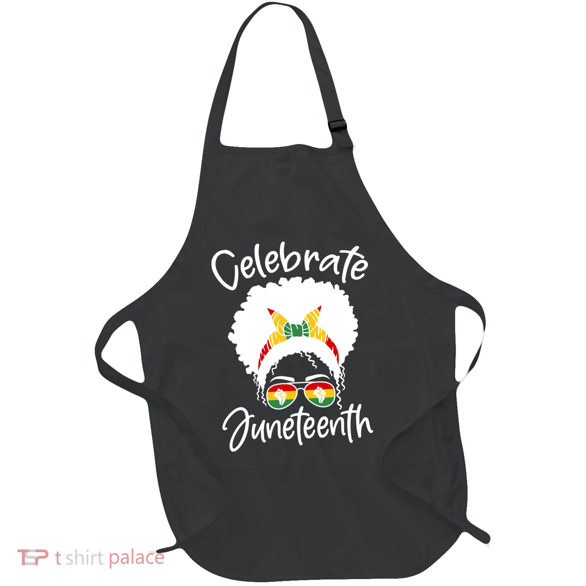 Celebrate Juneteenth Afro Bandana Traditional Colors Full-Length Apron With Pockets
