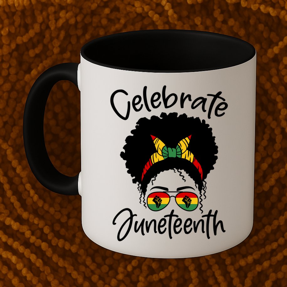 Celebrate Juneteenth Afro Bandana Traditional Colors Mug
